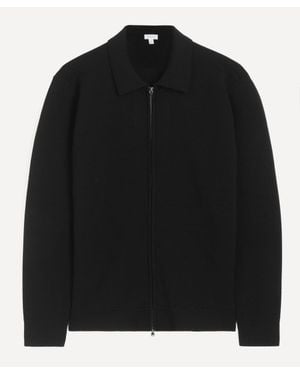 Sunspel Merino Milano Zip Jacket - Black