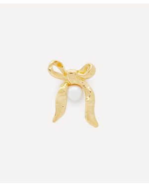 Maria Nilsdotter 18Ct-Plated Bow With Pearl Stud Earring - Metallic