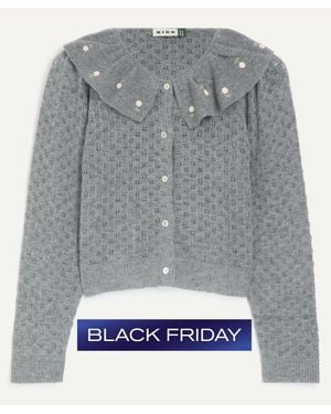 RIXO London Jelena Luna Bud Embroidered Cardigan - Grey