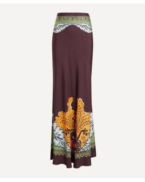 La DoubleJ Printed Silk Maxi Skirt - Purple