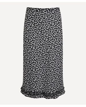 Susamusa Meadow Polka-Dot Sheer Midi Skirt - Black