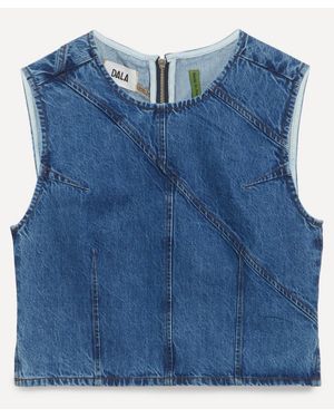 Dala Angle Denim Tank Top - Blue