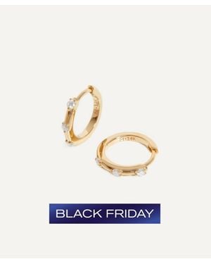 Missoma 14Ct Fine Diamond Studded Huggie Hoop Earrings - Blue