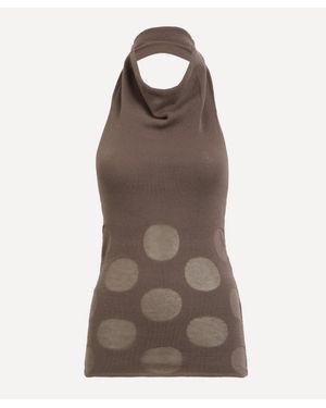 Paloma Wool Tynan Cotton Jacquard Halter Top - Brown