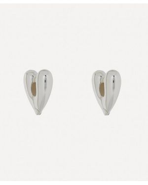 Annika Inez Sterling Large Heart Hoop Earrings - White