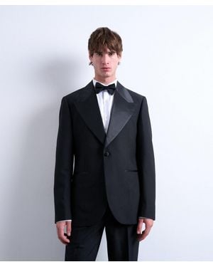TOPMAN Slim Tuxedo Suit Jacket - Blue