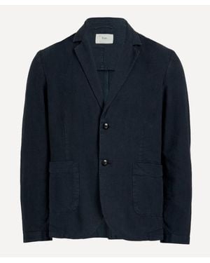 Folk Cotton Linen Blazer - Blue