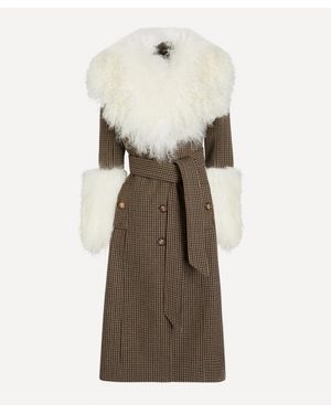 Franchise Tamara Mongolian Shearling Tweed Coat - Natural