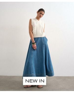 TOPSHOP Denim Full Maxi Skirt - Blue
