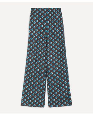 Liberty Silk Jacquard Palazzo Pants - Blue