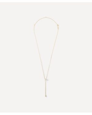 Pdpaola 18Ct-Plated Pearl Stella Lariat Necklace - White