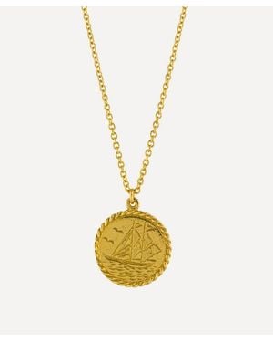 Alex Monroe Plated Nautical Antique Coin Pendant Necklace - Metallic