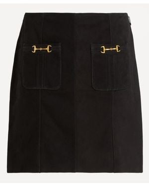 RIXO London Wiley Suede Mini Skirt - Black
