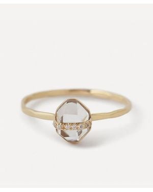 Melissa Joy Manning 14Ct Micropave Diamond Herkimer Topaz Ring - White