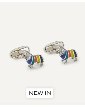 Paul Smith Stripe Sweater Dog Cufflinks - White