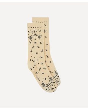 Kujten Sig Bandana Cashmere Socks - White