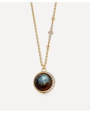 Astley Clarke 18Ct-Plated Vermeil Large Luna Labradorite Pendant Necklace - White