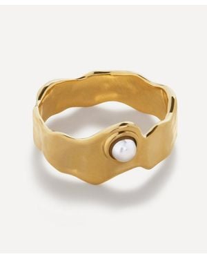 Monica Vinader 18Ct-Plated Vermeil Capri Button Pearl Stacking Ring - Metallic