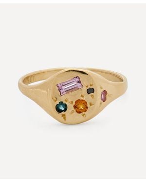 Seb Brown 9Ct Neapolitan Multi-Stone Signet Ring - White
