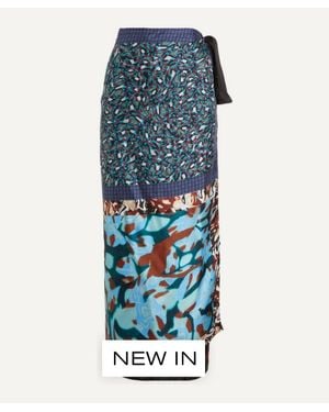 Dries Van Noten Long Wrap Scarf Skirt - Blue