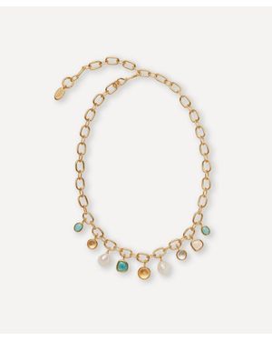 Lizzie Fortunato Plated Arabesque Charm Necklace - Metallic