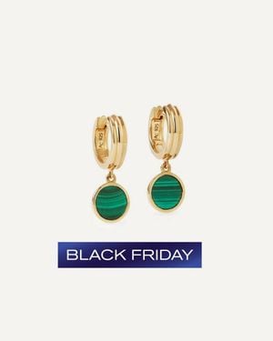 Astley Clarke 18Ct-Plated Vermeil Stilla Malachite Huggie Hoop Earrings - White