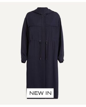 Max Mara Ovatte Silk Crepe De Chine Overcoat - Blue