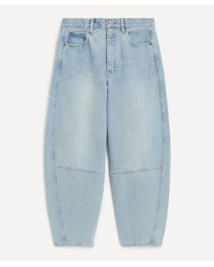 FRAME The Twisted High-Rise Barrel Jeans - Blue