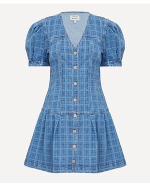 Damson Madder Adeline Denim Mini Dress - Blue