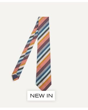 Paul Smith Muted Artist Stripe Silk Tie - White
