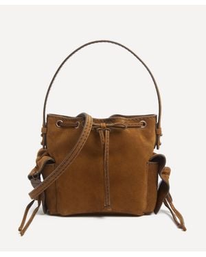 Acne Studios Multi-Pocket Mini Suede Bucket Bag - White