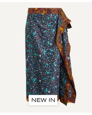 Dries Van Noten Draped Viscose Skirt - Blue