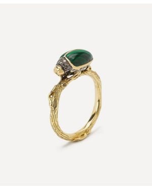 Bibi Van Der Velden 18Ct Scarab Malachite Ring - Metallic
