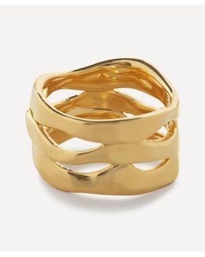Monica Vinader 18Ct-Plated Vermeil Wave Band Ring - Metallic