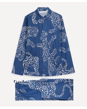 Desmond & Dempsey Soleia Pocket Pyjama Set - Blue