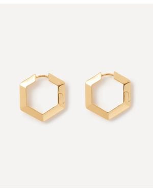 Rachel Jackson 22Ct-Plated Large Bevelled Hexagon Hoop Earrings - Natural
