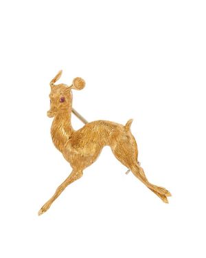 Kojis 18Ct Vintage Garrard Doe Brooch - Metallic