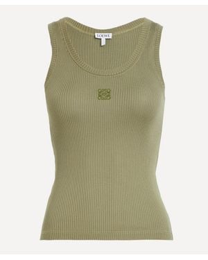 Loewe Silk Anagram Tank Top - Green