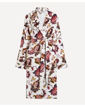 Liberty Brocade Garden Cotton Bath Robe - White