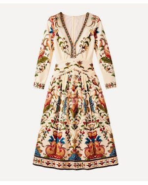 FARM Rio Majestic Hearts Long-Sleeve Midi Dress - White