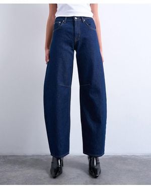 TOPSHOP Barrel Mid-Rise Jeans - Blue