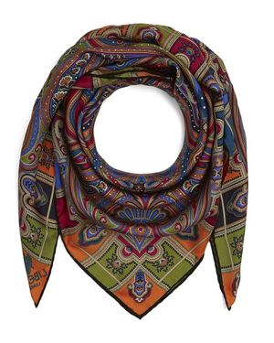Liberty Harlequin Paisley 90 X 90Cm Silk Twill Foulard Scarf - Brown