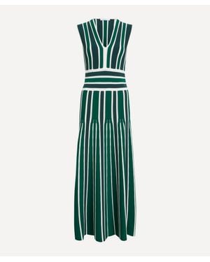 Max Mara Stripe Tallone Knitted Midi Dress - Green