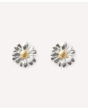 Alex Monroe Mix Metal Classic Daisy Stud Earrings - Natural