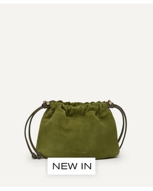 Strathberry Charlotte Lime Suede Drawstring Bag - Green