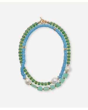 Lizzie Fortunato Plated Cabana Bead Necklace - Blue