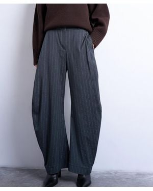 TOPSHOP Tailored Stripe Barrel Leg Pants - Blue