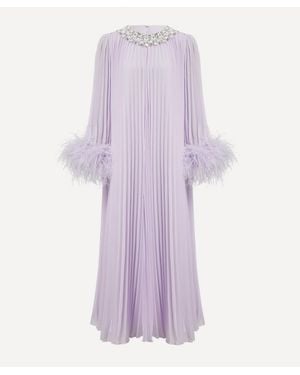 Self-Portrait Chiffon Feather Midi Dress - Purple