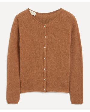Sezane 'Gaspard Mohair-Alpaca Rib-Knit Cardigan Small - Brown