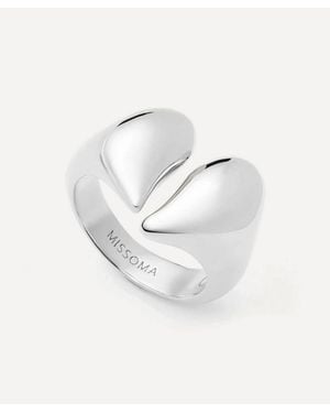 Missoma Rhodium-Plated Molten Heartbreaker Statement Ring - White